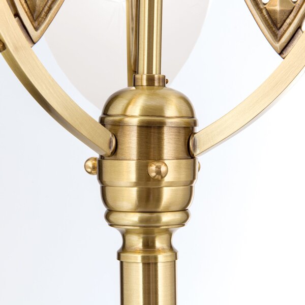 Stehlampe Messing massiv Glas 160 cm in Bronze Weiß E27
