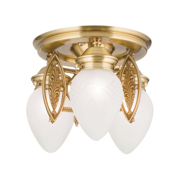 Deckenlampe Messing massiv Glas E27 rund Ø 35 cm ELISE