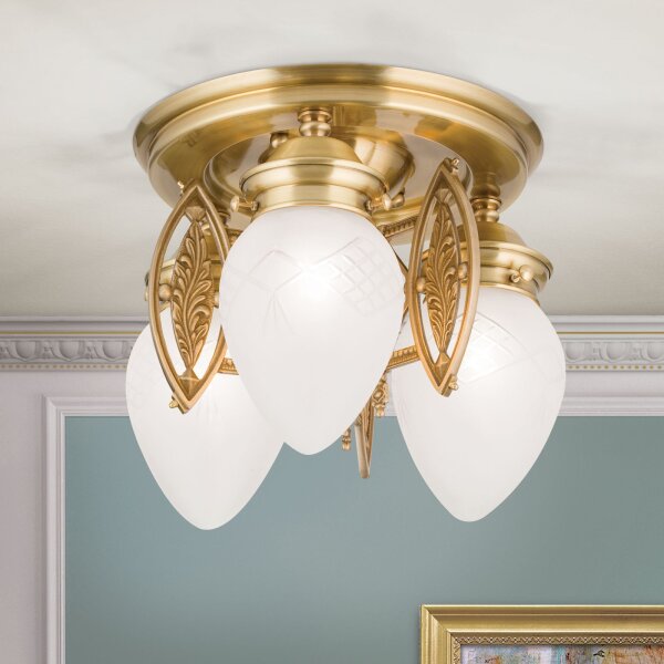 Deckenlampe Messing massiv Glas E27 rund Ø 35 cm ELISE