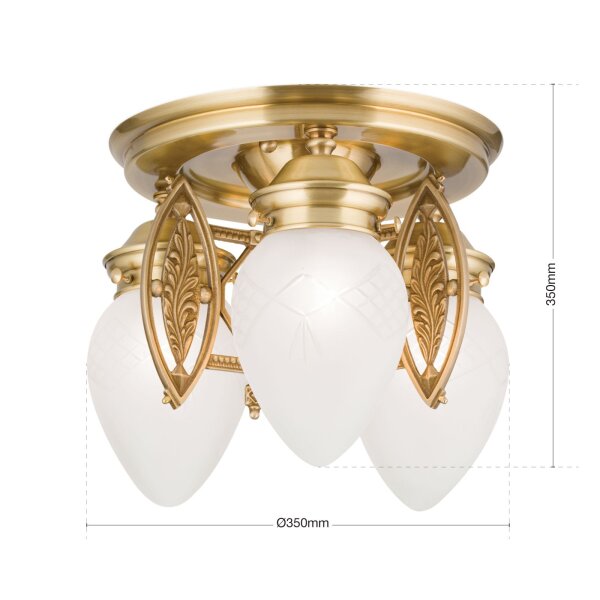 Deckenlampe Messing massiv Glas E27 rund Ø 35 cm ELISE