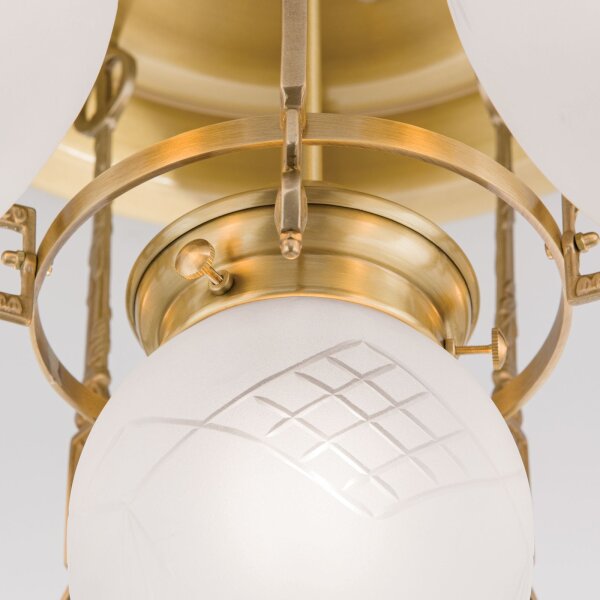 Deckenlampe Glas Echt-Messing E27 D: 50 cm rund