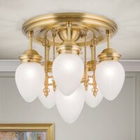 Deckenlampe Glas Echt-Messing E27 D: 50 cm rund