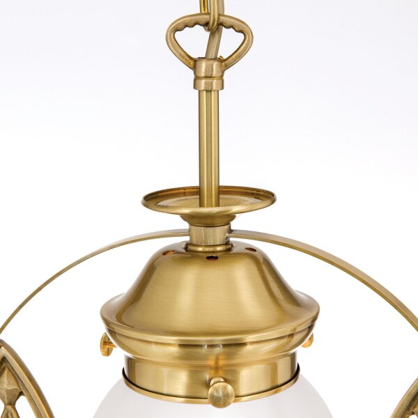 Hängelampe Messing massiv Glas B: 25 cm in Bronze Weiß