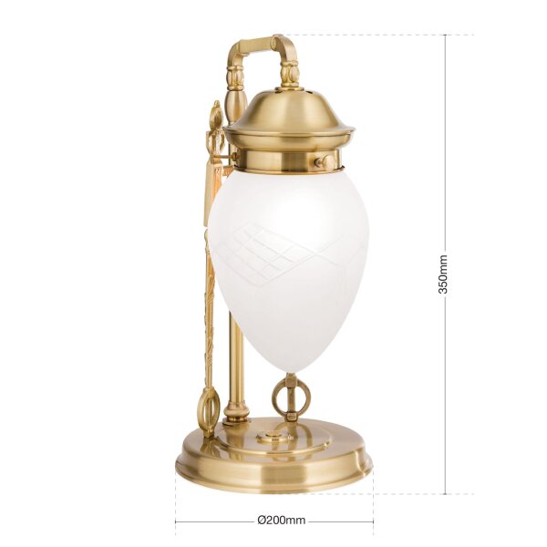Tischlampe Glas Messing E27 35 cm hoch in Bronze Weiß