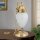 Tischlampe Glas Messing E27 35 cm hoch in Bronze Weiß