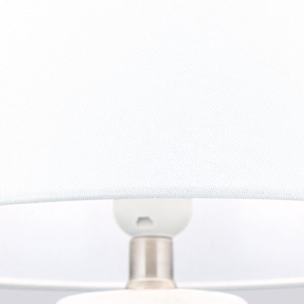 Nachttischlampe Keramik Stoff 51 cm Weiß Creme E27