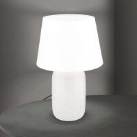 Nachttischlampe Keramik Stoff 51 cm Weiß Creme E27