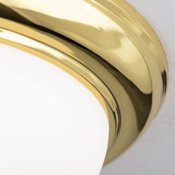 Deckenlampe Metall Glas D: 26,5 cm in Gold Weiß E14