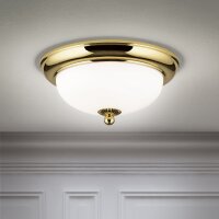 Deckenlampe Metall Glas D: 26,5 cm in Gold Weiß E14