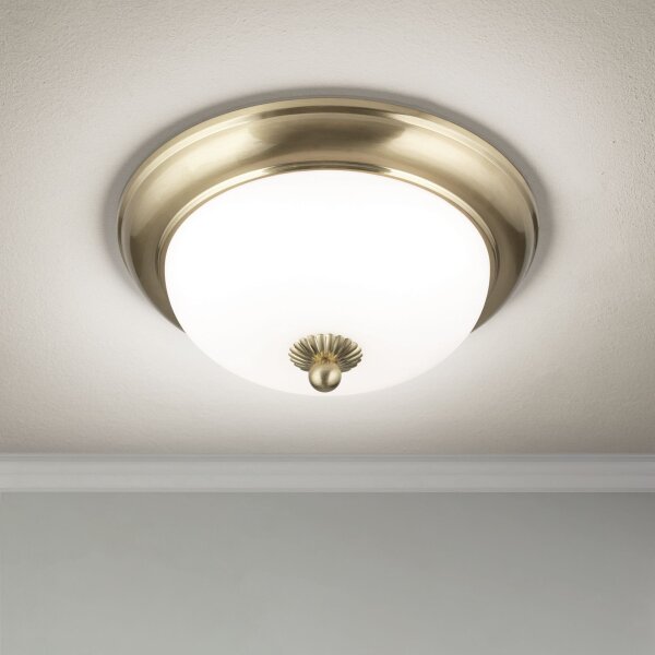 Deckenleuchte Metall Glas D: 26,5 cm rund E14 2-flammig
