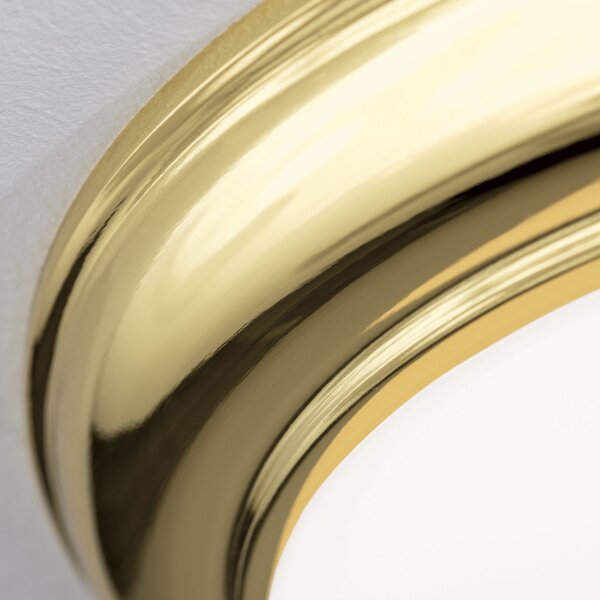 Deckenlampe Metall Glas E27 D: 35,5 cm in Gold Weiß