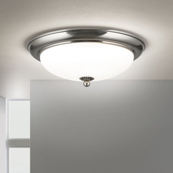 Deckenleuchte Metall Glas E27 rund D: 35,5 cm 2-flammig