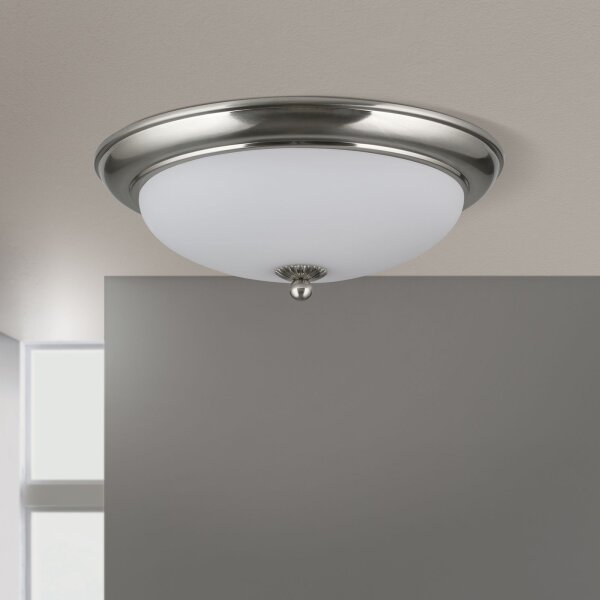 Deckenleuchte Metall Glas E27 rund D: 35,5 cm 2-flammig