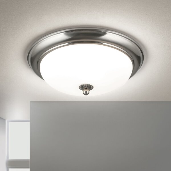 Deckenleuchte Metall Glas E27 rund D: 35,5 cm 2-flammig