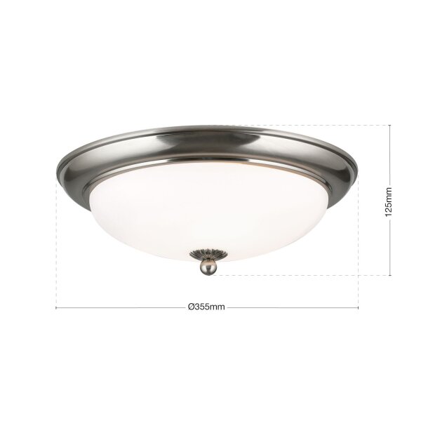 Deckenleuchte Metall Glas E27 rund D: 35,5 cm 2-flammig