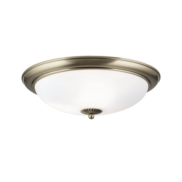 Deckenleuchte Metall Glas E27 rund D: 48 cm 3-flammig