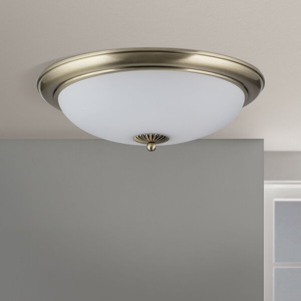 Deckenleuchte Metall Glas E27 rund D: 48 cm 3-flammig
