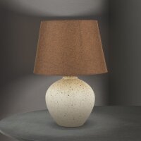 Nachttischleuchte Keramik Stoff E27 46,5 cm Creme Braun