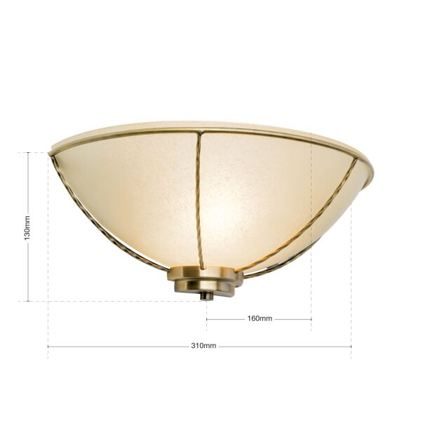 Wandleuchte Metall Glas E27 31 cm breit Jugendstil