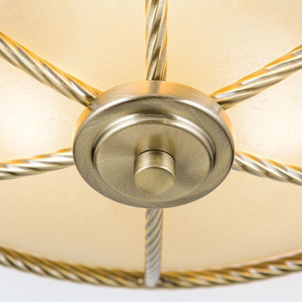 Deckenleuchte Metall Glas E27 D: 42 cm rund 3-flammig
