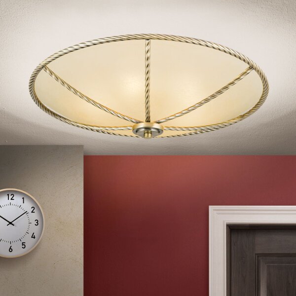 Deckenlampe Metall Glas E27 D: 56 cm rund Jugendstil