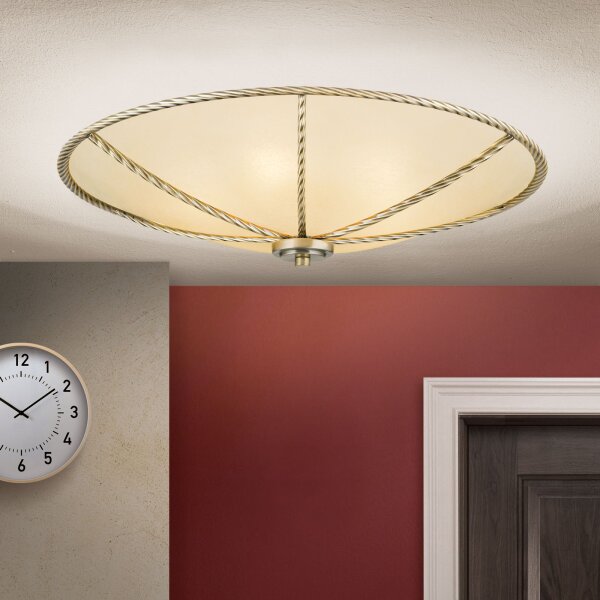 Deckenlampe Metall Glas E27 D: 56 cm rund Jugendstil