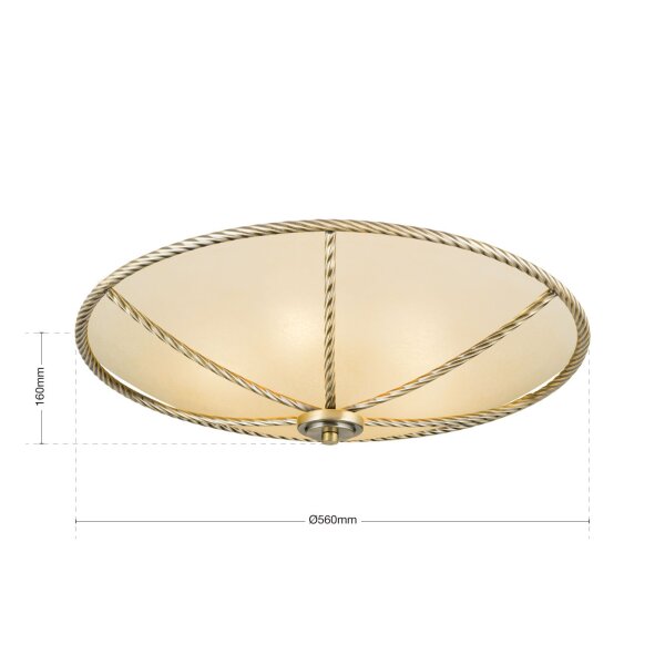 Deckenlampe Metall Glas E27 D: 56 cm rund Jugendstil