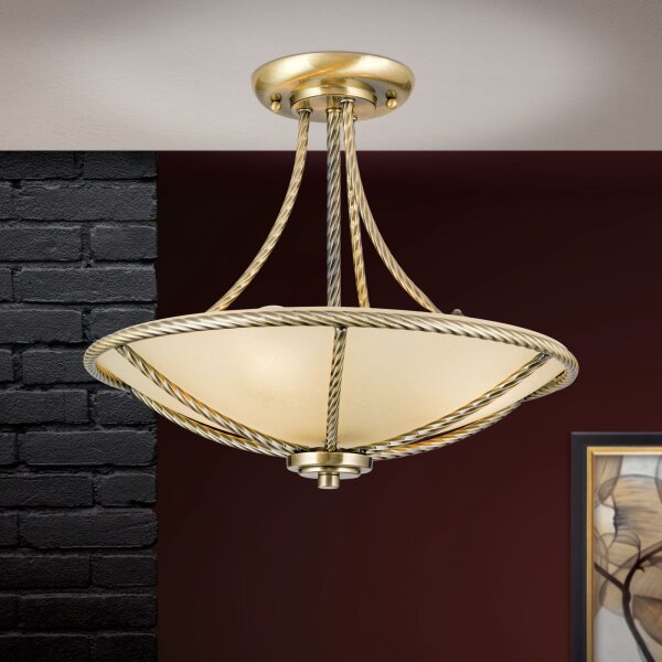 Deckenleuchte Metall Glas E27 Ø 42 cm 3-flammig rund