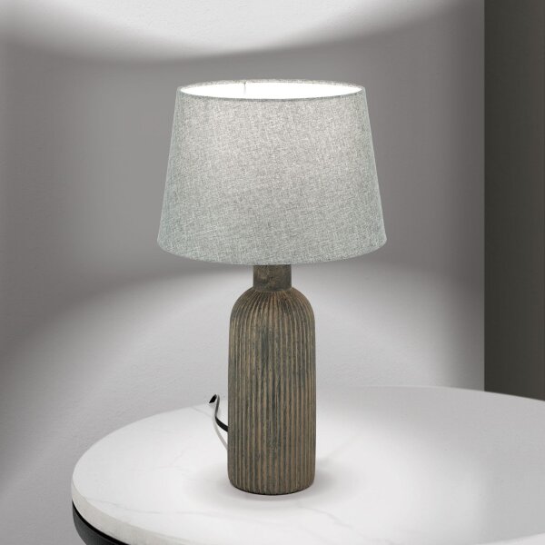 Nachttischlampe Keramik Stoff E27 56 cm Braun Grau