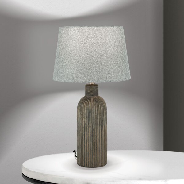 Nachttischlampe Keramik Stoff E27 56 cm Braun Grau