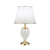 Tischlampe Keramik Stoff E27 48 cm in Weiß Gold HELENA