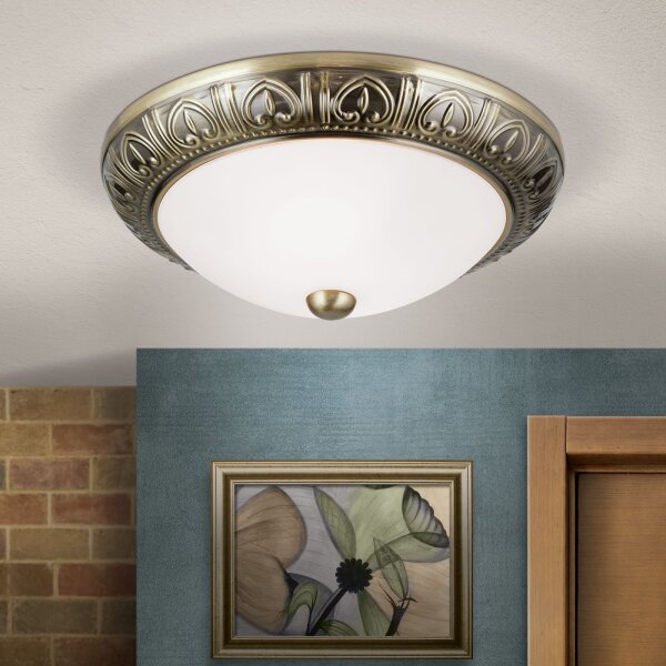 Deckenleuchte Glas Metall G9 rund D: 28 cm 2-flammig