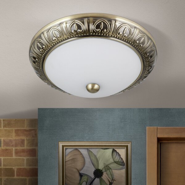Deckenleuchte Glas Metall G9 rund D: 28 cm 2-flammig