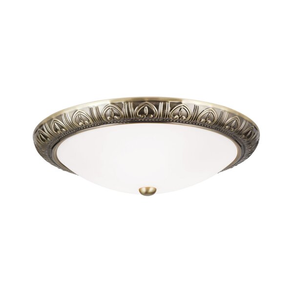 Deckenleuchte Metall Glas Ø 38 cm rund in Bronze Weiß
