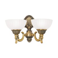 Wandleuchte Metall Glas E27 36,5 cm breit 2-flammig