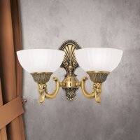 Wandleuchte Metall Glas E27 36,5 cm breit 2-flammig