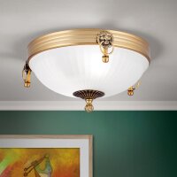 Deckenlampe Metall Glas E27 rund D: 31 cm 2-flammig