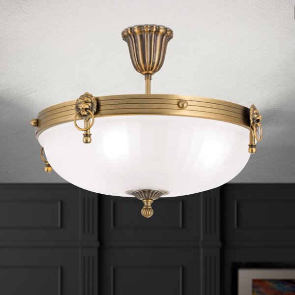 Deckenlampe Metall Glas D: 43 cm rund in Bronze Weiß