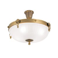 Deckenlampe Metall Glas D: 43 cm rund in Bronze Wei&szlig;