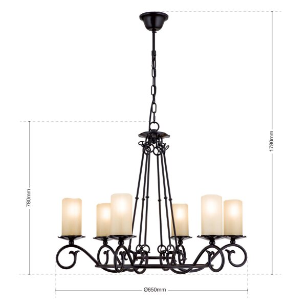 Kronleuchter Glas Metall E14 B: 65 cm H: 178 cm