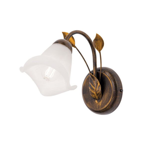 Wandlampe Metall Glas H: 21 cm Shabby Antik Weiß E14