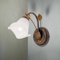 Wandlampe Metall Glas H: 21 cm Shabby Antik Weiß E14