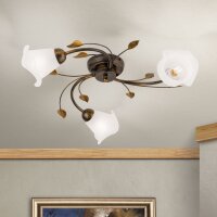 Deckenlampe Metall Glas B: 60 cm Shabby Antik Weiß E14