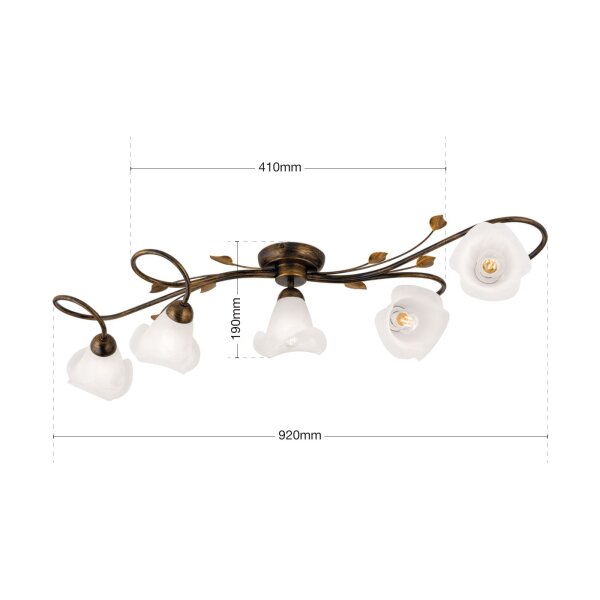 Deckenlampe Glas Metall E14 Shabby Antik Weiß