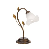 Nachttischleuchte Metall Glas 33 cm Shabby Antik Weiß