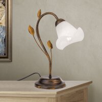 Nachttischleuchte Metall Glas 33 cm Shabby Antik Weiß