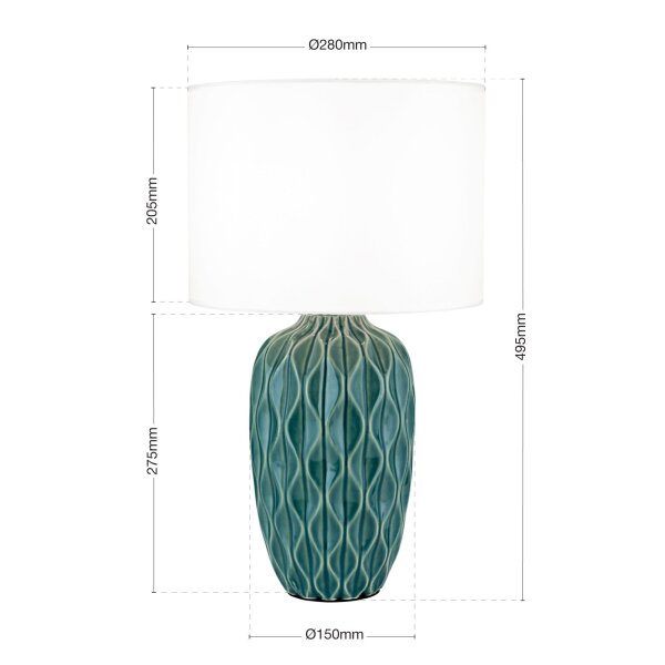 Nachttischlampe Keramik Stoff E27 49,5 cm hoch Modern