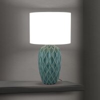 Nachttischlampe Keramik Stoff E27 49,5 cm hoch Modern