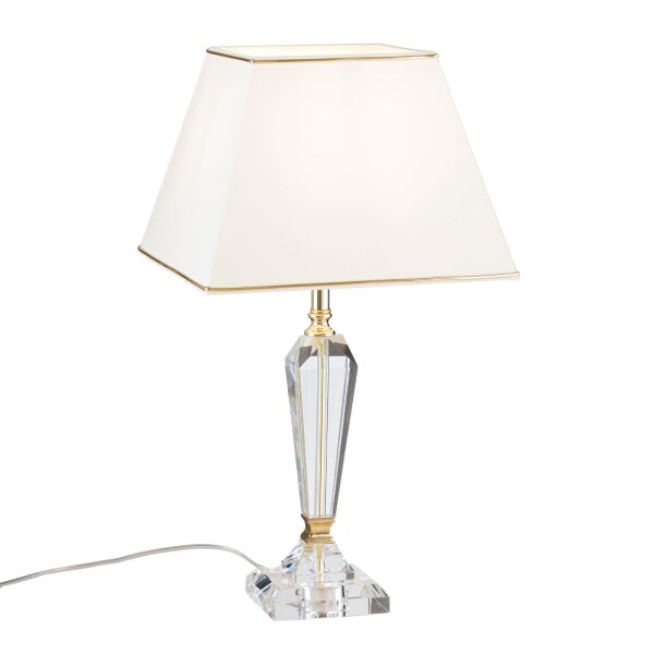 Tischlampe Metall Stoff 57 cm in Klar Creme Gold E27