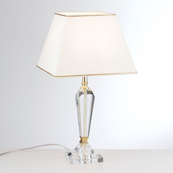Tischlampe Metall Stoff 57 cm in Klar Creme Gold E27